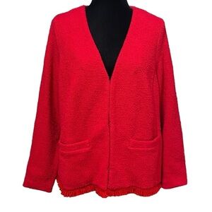Talbots Red Wool Tweed Blazer Jacket NWT Petite XP Lined Hook Eye Closure